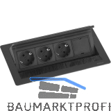 EVOline Flip Top Push DATA M 3xSchuko +1 x Modulplatz schwarz