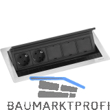 EVOline Flip Top Push DATA L 2xSchuko +3 x Modulplatz Edelstahl