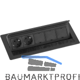 EVOline Flip Top Push DATA L 2xSchuko +3 x Modulplatz schwarz