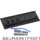 EVOline Flip Top Push DATA XL 3xSchuko +3 x Modulplatz schwarz