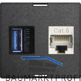 EVOline Wechselmodul 1xUSB 3.0, 1xRJ45 CAT6, schwarz