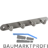 Garderobenleiste Sepa mit 4 Haken, Breite 220 mm, Edelstahl geb�rstet