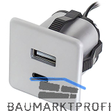 Einbau USB-Charger alufarbig 1xTYP-A + C