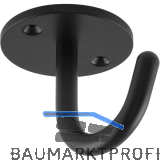 Einfach-Haken Delta H�he 59 mm, Breite 71 mm, Stahl schwarz Feinstruktur