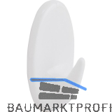 Klebehaken Oval Breite 26 mm, H�he 42 mm, Kunststoff wei�
