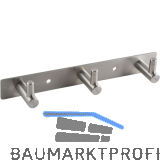 Garderobenleiste Linosa mit 3 Haken, Breite 195 mm, Edelstahl geb�rstet