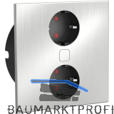 HPF Einbausteckdose Duplex-Q, 2 Stk. Schukosteckdosen, Edelstahl