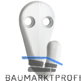 Einfachhaken Bata Breite 20 mm, H�he 41 mm, Aluminium wei� beschichtet