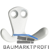 Doppelhaken Hapi Breite 44 mm, H�he 33 mm, Aluminium wei� beschichtet