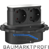 HPF Steckdosenelement Piccolino 2 Stk. Schukosteckdosen, Edelstahl