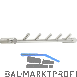 Garderobenleiste Coat mit 5 schr�gen Haken, Breite 320 mm, Edelstahl geb�rstet