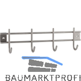 Garderobenleiste Satis mit 4 Haken, Breite 300 mm, Edelstahl geb�rstet