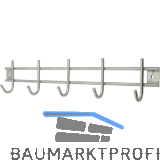 Garderobenleiste Satis mit 5 Haken, Breite 380 mm, Edelstahl geb�rstet