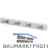Garderobenleiste Aton mit 4 Haken, Breite 322 mm, Edelstahl geb�rstet