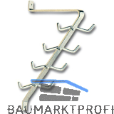 Garderobenarm Naunet mit 4 Doppelhaken, Aluminium silber eloxiert