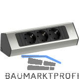 BACHMANN Steckdosenleiste Casia2 K 3-fach Schukosteckdose, Edelstahl Effekt