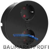HPF Einbausteckdose Duplex-R, 2 Stk. Schukosteckdosen, schwarz
