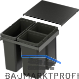 VS ENVI Flex Pro Abfalltrennsystem KB 500 mm 1 x 21/2 x 12,5 Liter Lava