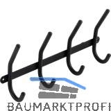 Garderobenleiste Gelon mit 4 Haken, Breite 310 mm, Stahl schwarz matt