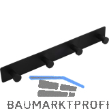 Garderobenleiste Gabios mit 4 Haken, Breite 300 mm, Stahl schwarz matt