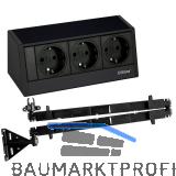 EVOline R-Dock Steckdosenelement 3 x Schuko schwarz Set mit EVOline Wing