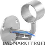 Bar-Reling Wandst�tze gekr�pft f�r Rohr-� 38 mm, H:105 mm, Edelstahl geschliffen