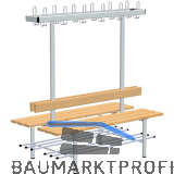 RONTEC Sitzbankst�nder doppelseitig mit Schuhablage 1500 mm Alu natur eloxiert