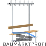 RONTEC Sitzbankst�nder einseitig mit Schuhablage 1000 mm Alu natur eloxiert