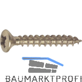 Spanplattenschraube Linsensenkkopf 4.0x 50 Vollgewinde Pozidriv 2 vermessingt