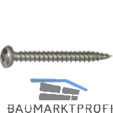 Spanplattenschraube Halbrundkopf 5.0x 40 Vollgewinde Pozidriv 2 Edelstahl A4
