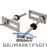 Stockschrauben mit Adapterblech + Mutter + EPDM M10x200 - Edelstahl A2