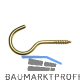 Schraubhaken mit Holzgewinde gebogen 2,3x20 Stahl vermessingt