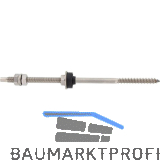 Stockschraube M12x400 mit Muttern & EPDM-Dichtung - Edelstahl A2 vormontiert