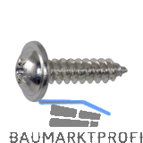 DIN968C 4.2x 25 Phillips Kreuzschlitz verzinkt Blechschraube mit Bund