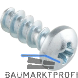 PT-Schraube Halbrundkopf WN1412 KA30 3.0x 8 Ph-KS - verzinkt-blau