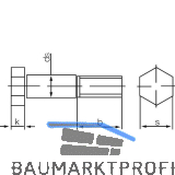 DIN609 M20x 60 blank Sechskant-Pa�schraube mit langem Gewindezapfen