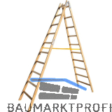 JUST Holz Stehleiter Sprossen=10 L�nge=3,16 m mit Gurt