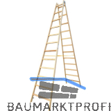 JUST Holz Stehleiter Sprossen=12 L�nge=3,76 m mit Gurt