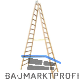 JUST Holz Stehleiter Sprossen=14 L�nge=4,36 m mit Gurt