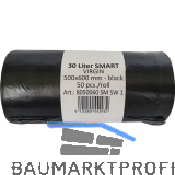 M�lls�cke Polyethylen 30 Liter, 11 my 500 x 600 mm ohne Zugband schwarz