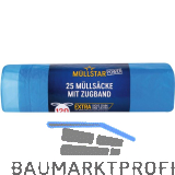 M�lls�cke Polyethylen 120 Liter, 30 my 700 x 1000 mm mit Zugband blau
