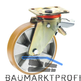 D�RNER + HELMER Lenkrolle Polyurethan Alu-Guss-Felge 125 mm 350 kg Feststeller