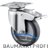 TENTE Lenkrolle Edelstahl Plattenbefestigung nachl. Totalfeststeller 75 mm 75 kg