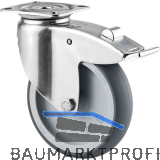 TENTE Lenkrolle Edelstahl Platte nachlaufender Totalfestst. 125 mm 100 kg