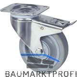 TENTE Lenkrolle Elastik grau Polyamidfelge 200 mm 300 kg Totalfeststeller