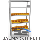 META Steck-Grundregal 2000 x 1000 x 400 mm 6 Fachb�den 150 kg mit 21 Lagerk�sten