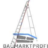 HYMER Alu-Stufen-Stehleiter mit Plattform Type 8026 Stufen 12 L�nge=3,70 m