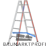 HYMER Alu-Sprossen-Stehleiter Type 6023 Sprossen=2 x 5 L�nge=1,57 m