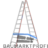 HYMER Alu-Sprossen-Stehleiter Type 6023 Sprossen=2 x 10 L�nge=2,95 m