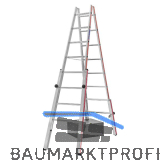 HYMER Alu-Treppen-Stehleiter Type 4123 Sprossen=2 x 8 L�nge=2,30 m